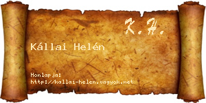 Kállai Helén névjegykártya